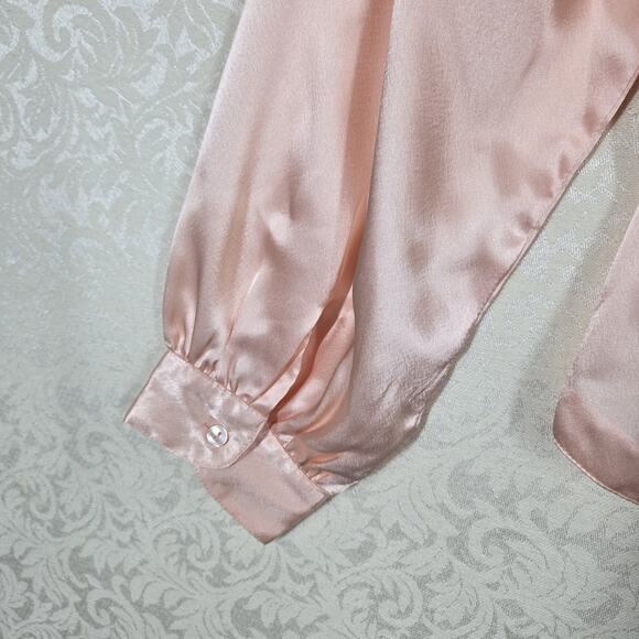 VTG Together 2 Pc Set Tie Front Top Maxi Skirt sz 16 Peach Satin Shimmer - Picture 5 of 16